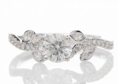 18ct White Gold Single Stone Diamond Ring With Stone Set Shoulders (0.55) 0.91