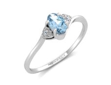 9ct White Gold Fancy Cluster Diamond Blue Topaz Ring 0.01