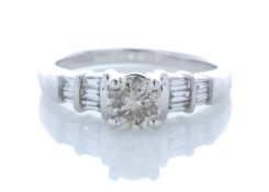 18ct White Gold Single Stone Prong Set With Stone Set Shoulders Diamond Ring 0.84
