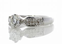 18ct White Gold Single Stone Claw Set With Stone Set Shoulders Diamond Ring 0.76ct (0.54)