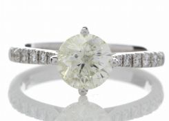 18ct White Gold Solitaire Diamond Ring With Stone Set Shoulders (1.15) 1.30