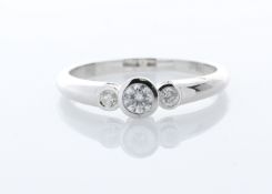 18ct Three Stone Rub Over Set Diamond Ring 0.33