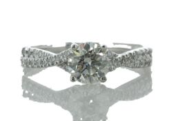 18ct White Gold Single Stone Claw Set With Stone Set Shoulders Diamond Ring (0.71) 0.87