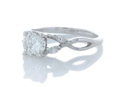 18ct White Gold Single Stone Diamond Ring With Marquise Set Shoulders (1.00) 1.16