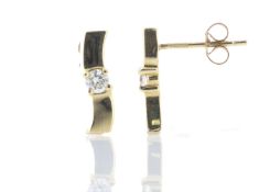9ct Yellow Gold Wave Diamond Set Earrings 0.20