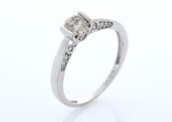 18ct White Gold Single Stone Prong Set With Stone Set Shoulders Diamond Ring 0.60