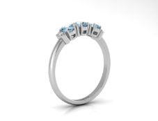 9ct White Gold Semi Eternity Diamond And Blue Topaz Ring 0.01