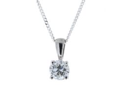 9ct White Gold Single Stone Wire Set Diamond Pendant 0.40