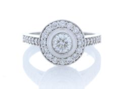 18ct White Gold Single Stone With Halo Setting Ring (0.50) 1.00