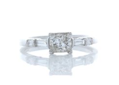 18ct White Gold Single Stone Princess Cut Diamond Ring With Set Shoulders (0.72) 0.96