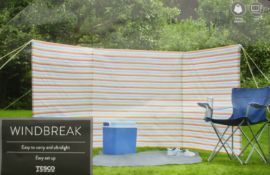 Tesco Windbreak 3.75M x 1.3M Lightweight Ideal For Camping And Caravanning Beach
