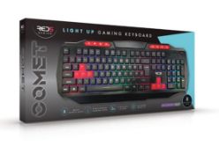 (39/5P) Lot RRP £100. 5x Red5 Comet Light Up Gaming Keyboard RRP £20 Each. (All Units Have Return...
