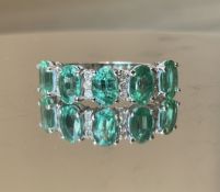 Beautiful Natural Emerald Ring With Natural Diamonds And 18k Gold