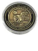 Apollo 11 50Th Anniversary Lunar Flown Metal Medallion - Back To The Moon - COA