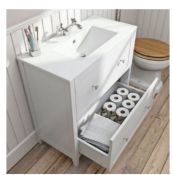 (119/P) Camberley 800mm Floor Draw Unit In White. CAM800WH. 249891. Appears Unused. Unit Only