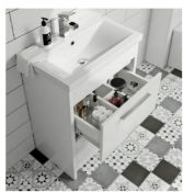 (118/P) Clarity 600mm Gloss White 2 Draw Vanity Unit. Appears Unused. Unit Only