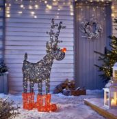 (97/M1E) Lot RRP £180 Ð 3x Christmas Items. 1x Rudolph Rattan Effect LED Warm White Silhouette Ou...