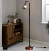 (83/Mez) 3x Lighting Items. 1x Decan Floor Lamp Smoke & Copper RRP £75. 1x Shoreditch 3 Light Sem...