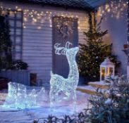 (80/Mez) Lot RRP £130 Ð 2x Christmas Items. 1x Deer With Sleigh Spun Acrylic Silhouette Bright Wh...