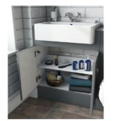 (123/P) Hatfield Main Cabinet Grey Lacquered. 667X325x800mm. HMCGREY. Appears Unused. Unit Only