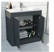 (120/P) Carter 2 Slate Floor-Door Vanity Unit. 800mm. CWMFSK800GR. Appears Unused. Unit Only