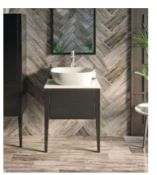 (124/P) Mode 600mm Semi Wall Hung Designer Grey 2 Draw Vanity Unit. FSCT01/60CAGR. Appears Unused...