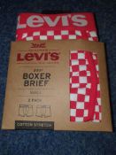 (19) Lot RRP £88. 4x Levi's 2 Pack Checkerboard Red/Blue Boxer Brief 200SF Size Small RRP £22 Eac...