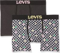 (26) Lot RRP £110. 5x Levi's 2 Pack Checkerboard / Jet Black Boxer Brief 200SF Size Small RRP £22...