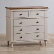 (17/Mez) RRP £449.99. Shay Rustic Solid Oak And Painted 5 Drawer Chest.