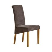 (27/Mez) Lot RRP £140. 2x Scroll Back Natural Plain Charcoal Fabric Dining Chair RRP £70 Each.