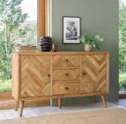 (7/Mez) RRP £579.99. Parquet Brushed And Glazed Solid Oak Large Sideboard.