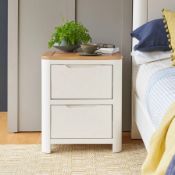 (25/Mez) RRP £219.99. Hove Natural Oak And Painted 2 Drawer Bedside Table.