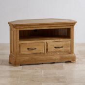 (24/Mez) RRP £339.99. Canterbury Natural Solid Oak Corner TV Unit.