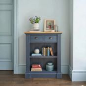 (20/Mez) RRP £399.99. Highgate Rustic Solid Oak And Blue Painted Small Bookcase.