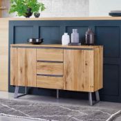 (8/Mez) RRP £579.99. Boston Natural Solid Oak & Metal Large Sideboard.