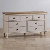 (14/Mez) RRP £499.99. Shay Rustic Solid Oak And Painted 3+4 Drawer Chest.