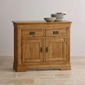 (21/Mez) RRP £369.99. French Farmhouse Rustic Solid Oak Small Sideboard.