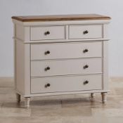 (18/Mez) RRP £449.99. Shay Rustic Solid Oak & Painted 5 Drawer Chest.
