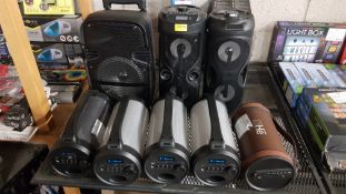 (145/9C) Lot RRP £304 - 8x Mixed Bluetooth Speakers. 1x iDance Groove 214 MK2 Portable Trolly Spe...