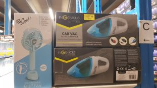 (75/7A) 13x Items. 7x Ingenious Gifting Car Vac With USB Adaptor RRP £13 Each. 6x Be Cool Recharg...