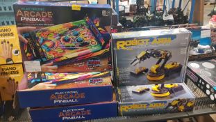 (129/R8) 5x Items. 3x Electronic Arcade Pinball RRP £45 Each. 2x Robot Arm Wired Control Robot Ar...