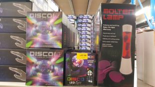 (80/7B) Lot RRP £325 - 21x Items. 16x Disco 360 Ice Sound Responsive LED Lightshow RRP £15. 3x Re...