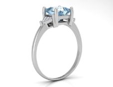 9ct White Gold Diamond And Blue Topaz Ring (T1.30) 0.06