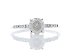 18ct White Gold Single Stone Prong Set With Stone Set Shoulders Diamond Ring 1.01