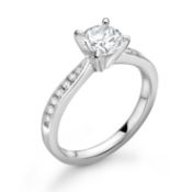 Platinum Single Stone Wire Set Diamond Ring (1.01) 1.19