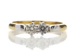 18ct Two Stone Claw Set Diamond Ring 0.33