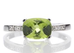 9ct White Gold Peridot Diamond Ring 0.05