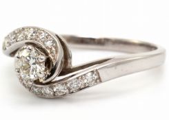 18ct White Gold Single Stone Twist Shoulders Diamond Ring (0.23) 0.43