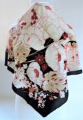 Vintage French Silk Scarf Hand Rolled 65cm Square