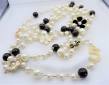 28 inch Pearl and Enamel No. 5 Necklace
